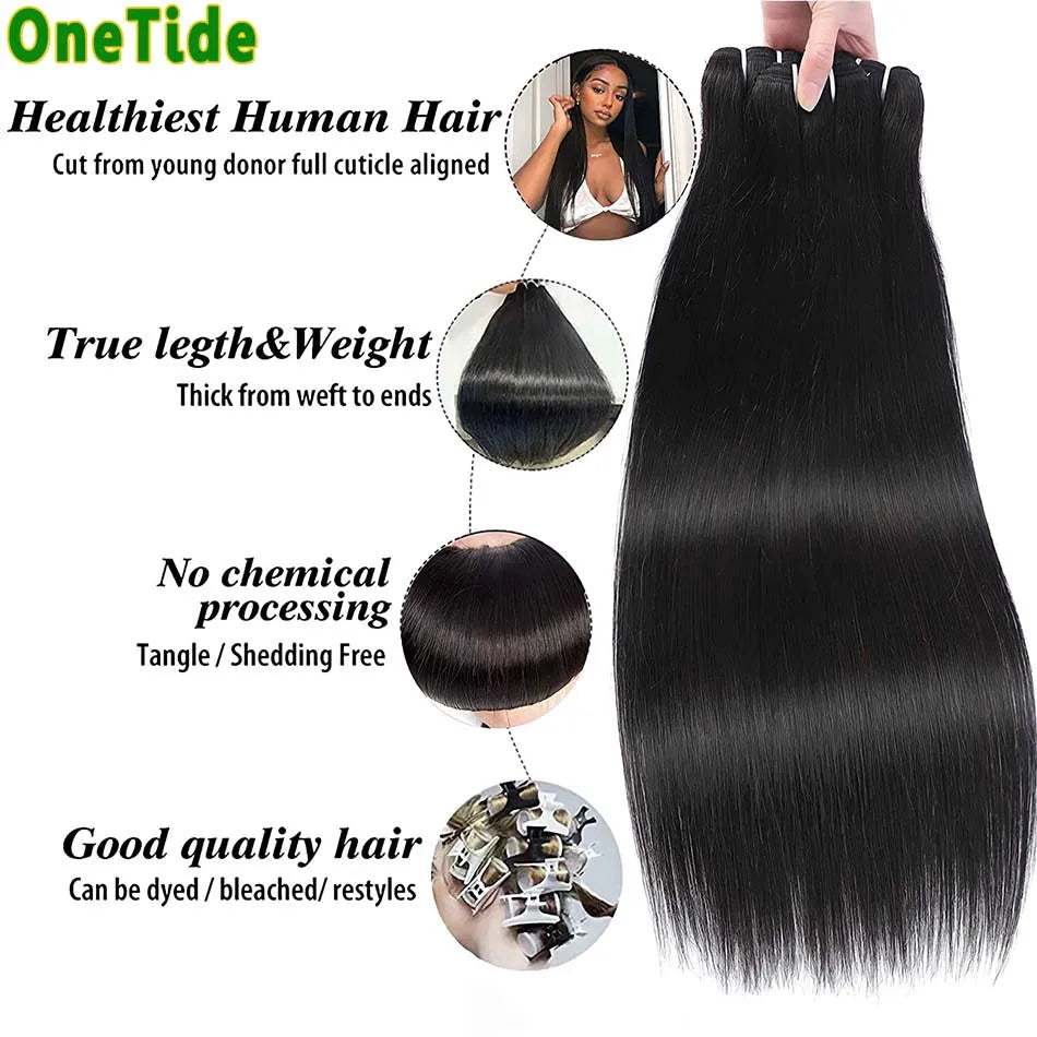 Straight Human Hair Bundles Human Hair Weave Brazilian 100% Human Hair Bundles Remy Hair Extensions