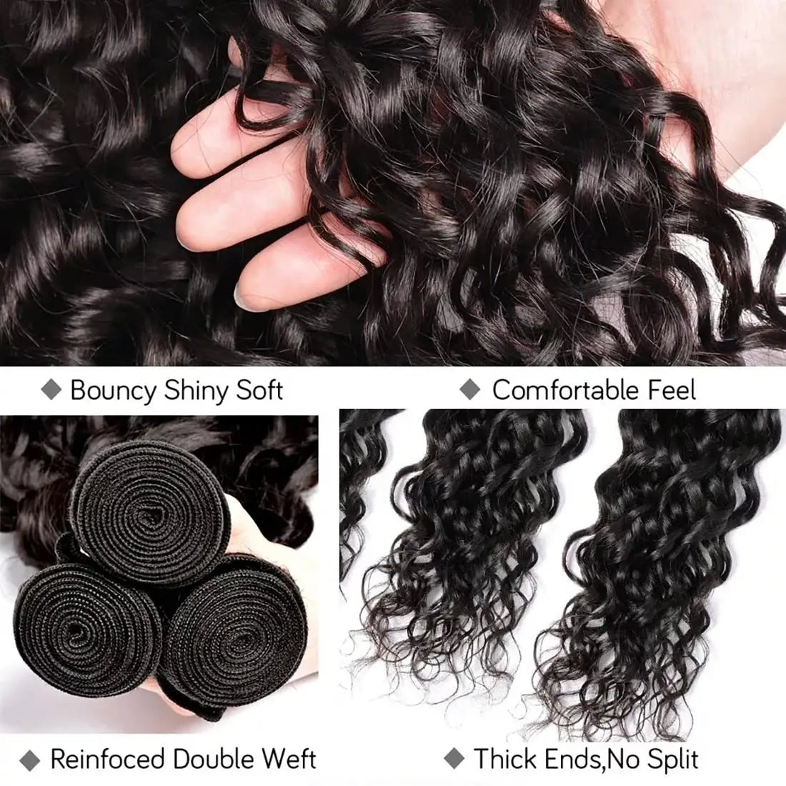 Curly Wave Bundles With Closure Brazilian Remy Hair Weave 3/4 Bundles With Closure Natural Human Hair Bundles With Closure